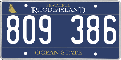 RI license plate 809386