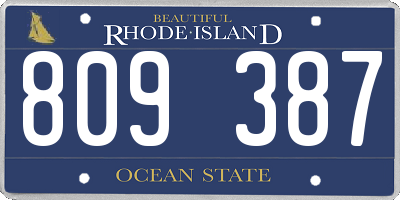 RI license plate 809387
