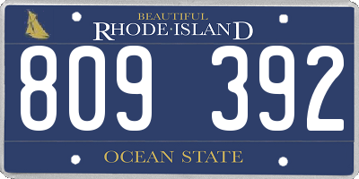RI license plate 809392