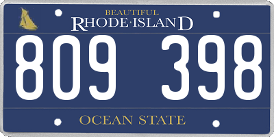 RI license plate 809398