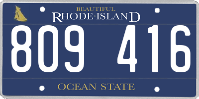 RI license plate 809416