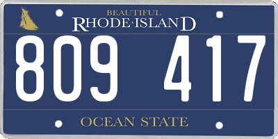 RI license plate 809417