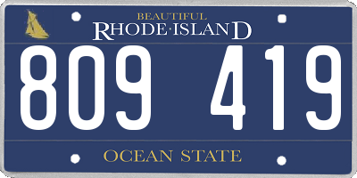 RI license plate 809419