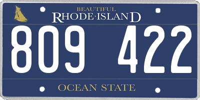 RI license plate 809422