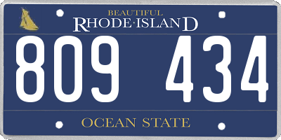 RI license plate 809434