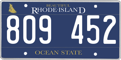 RI license plate 809452