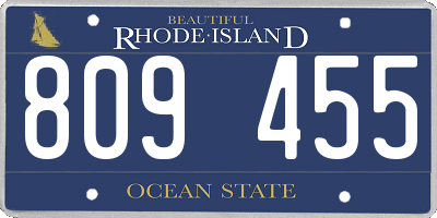 RI license plate 809455