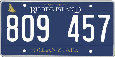 RI license plate 809457