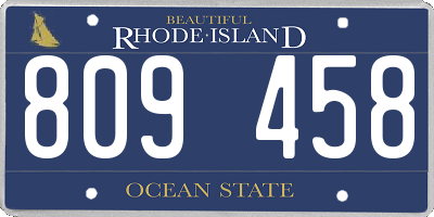 RI license plate 809458
