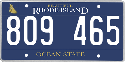RI license plate 809465