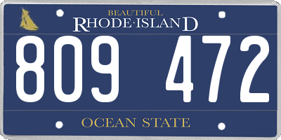 RI license plate 809472
