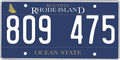 RI license plate 809475