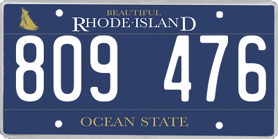 RI license plate 809476