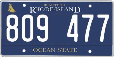 RI license plate 809477