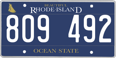 RI license plate 809492