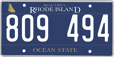RI license plate 809494