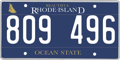 RI license plate 809496