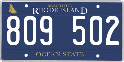 RI license plate 809502
