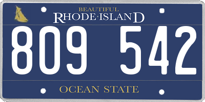 RI license plate 809542