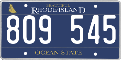 RI license plate 809545