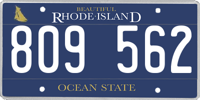 RI license plate 809562