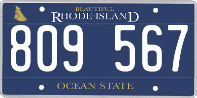 RI license plate 809567