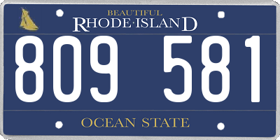 RI license plate 809581