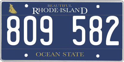 RI license plate 809582