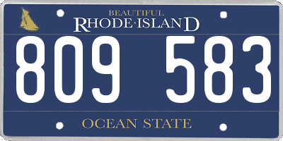 RI license plate 809583