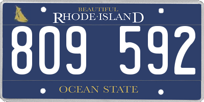 RI license plate 809592