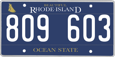 RI license plate 809603