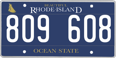 RI license plate 809608