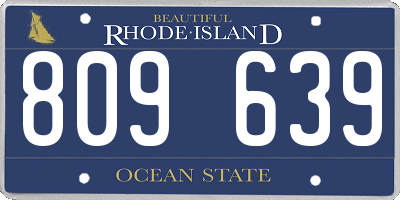 RI license plate 809639