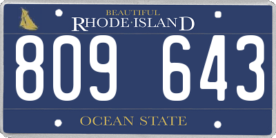 RI license plate 809643