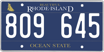 RI license plate 809645