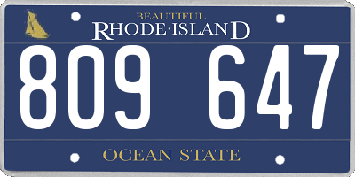 RI license plate 809647