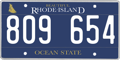 RI license plate 809654