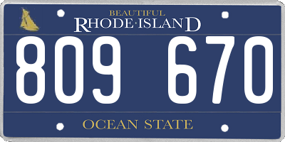 RI license plate 809670