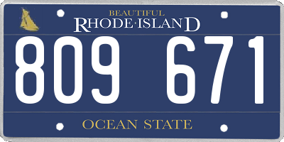 RI license plate 809671