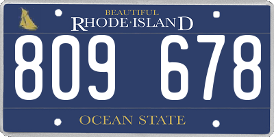 RI license plate 809678