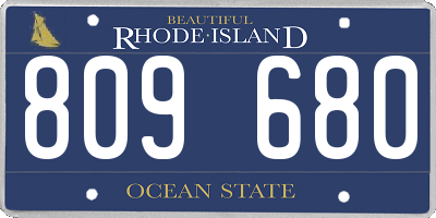 RI license plate 809680