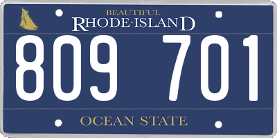 RI license plate 809701
