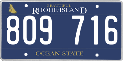 RI license plate 809716
