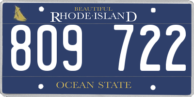 RI license plate 809722