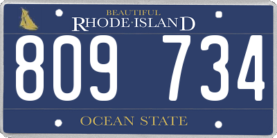 RI license plate 809734