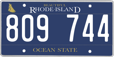 RI license plate 809744