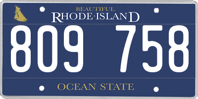 RI license plate 809758