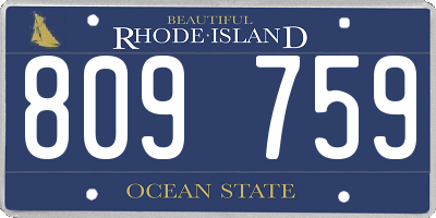 RI license plate 809759