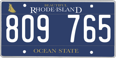 RI license plate 809765