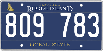 RI license plate 809783